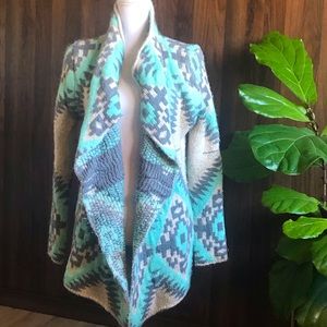 Aztec print thick wrap sweater